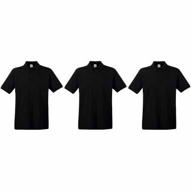 3 pack maat xl premium polo t shirts / poloshirts zwart katoen heren