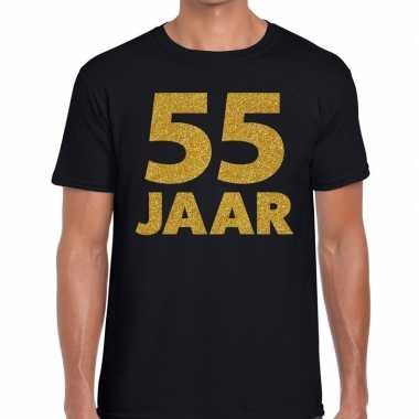 55e verjaardag cadeau t-shirt zwart goud heren