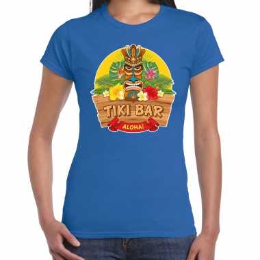Aloha tiki bar hawaii shirt beach party outfit / kleding blauw dames