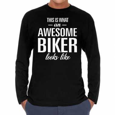 Awesome biker / motorrijder cadeau shirt zwart heren