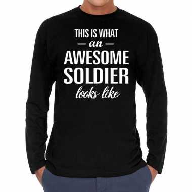 Awesome soldier / soldaat cadeau shirt zwart heren