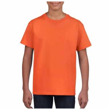 Basic kinder shirt meisjes jongens ronde hals oranje katoen koningsda