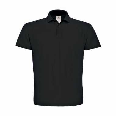 Basic polo t shirt / poloshirt zwart katoen heren