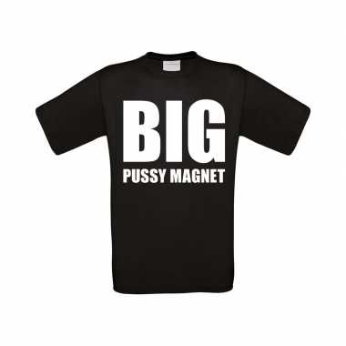 Big pussy magnet fun grote maten t shirt zwart heren
