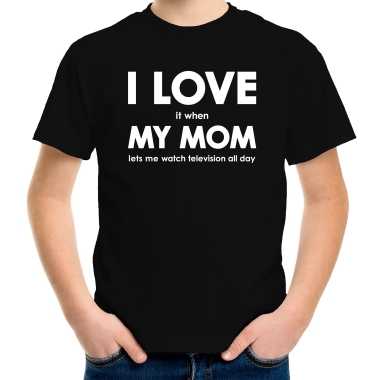 Cadeau t shirt i love it when my mom lets me watch television all day zwart kinderen
