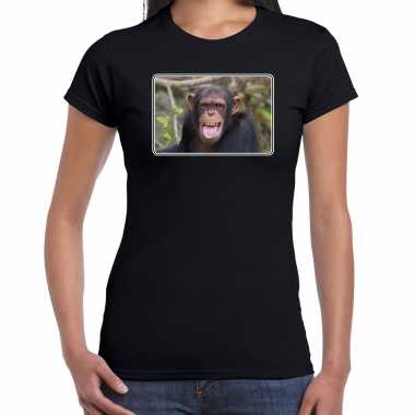 Dieren t shirt apen foto zwart dames chimpansee aap cadeau shirt
