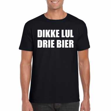 Dikke lul drie bier fun t shirt heren zwart