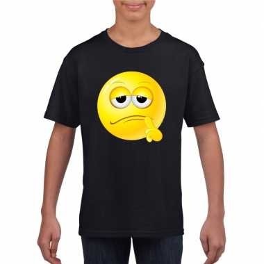 Emoticon bedenkelijk t shirt zwart kinderen