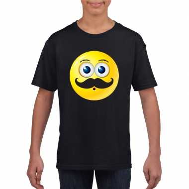 Emoticon snor t shirt zwart kinderen