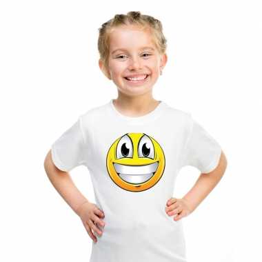 Emoticon super vrolijk t shirt wit kinderen