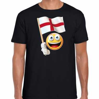 Engeland fan shirt smiley engels zwaaivlaggetje zwart heren