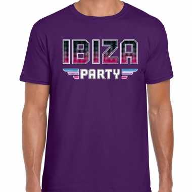 Feest shirt ibiza party t shirt paars heren