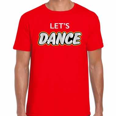 Feest shirt lets dance disco t shirt rood heren