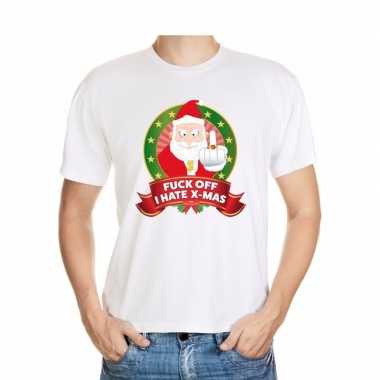 Foute kerst shirt wit fuck off i hate x mas heren