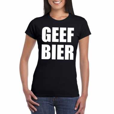 Geef bier fun t shirt dames zwart