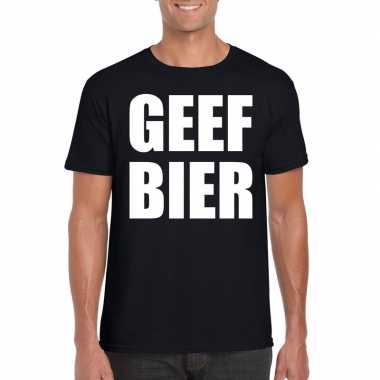 Geef bier fun t shirt heren zwart
