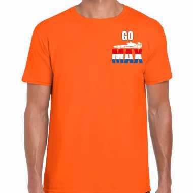 Go max autocoureur / autosport supporter raceauto borst t shirt oranje heren