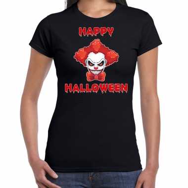Halloween clown rood horror shirt zwart dames