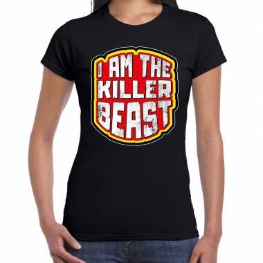 Halloween i am the killer beast horror shirt zwart dames