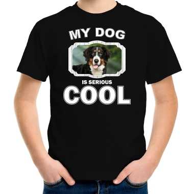 Honden liefhebber shirt berner sennen my dog is serious cool zwart kinderen 10256731