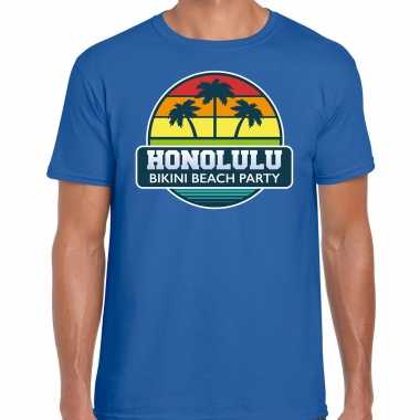 Honolulu bikini beach party shirt beach / strandfeest vakantie outfit / kleding blauw heren