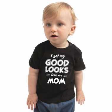 I get my good looks from my mom kado shirt zwart baby jongen / meisje