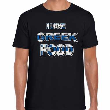 I love greek food / kleuren griekse vlag t shirt zwart heren