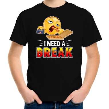 I need a break fun emoticon shirt kids zwart