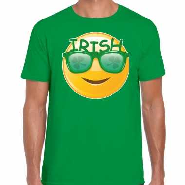 Irish smiley feest shirt / outfit groen heren st. patricksday