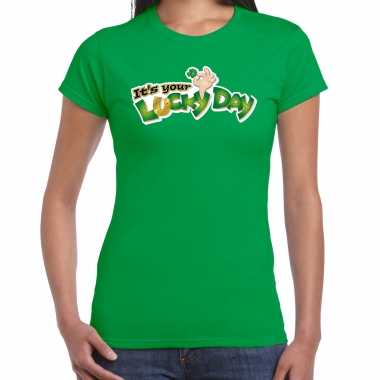 Its your lucky day feest shirt / outfit groen dames st. patricksday