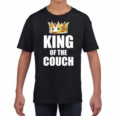 King of the couch t shirts thuisblijvers tijdens koningsdag zwart kinderen / jongens
