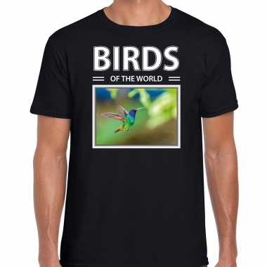 Kolibrie vogel foto t shirt zwart heren birds of the world cadeau shirt kolibries liefhebber