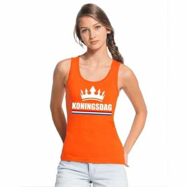 Koningsdag kroon topje/shirt oranje dames