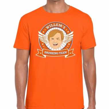 Koningsdag willems drinking team t shirt oranje heren