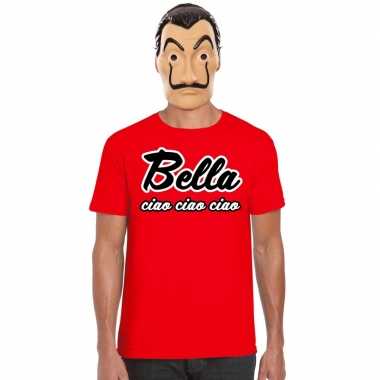 La casa papel masker inclusief rood bella ciao t shirt heren