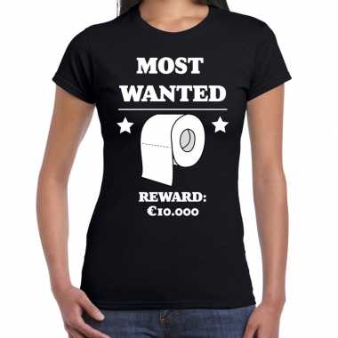 Most wanted toiletpaper reward 10000 euro t shirt zwart dames