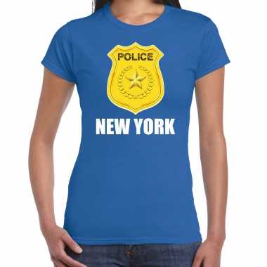 New york politie / police embleem t shirt blauw dames