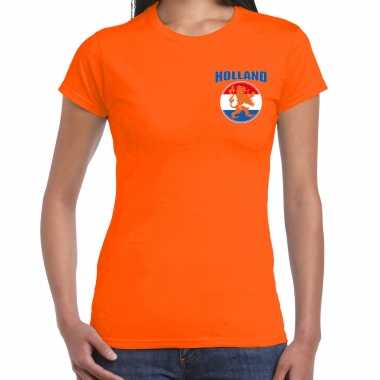 Oranje ek/ wk fan shirt / kleding hollland vlag cirkel leeuw embleem borst heren