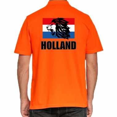 Oranje fan poloshirt / kleding holland leeuw vlag ek/ wk heren