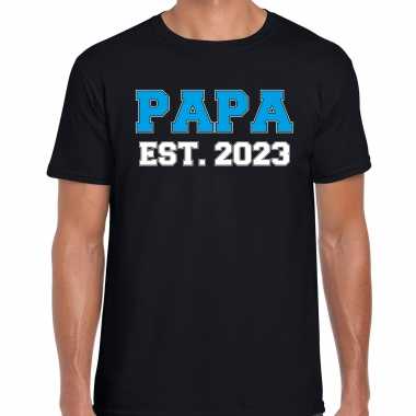 Papa est 2023 t shirt zwart heren aanstaande vader/ papa cadeau