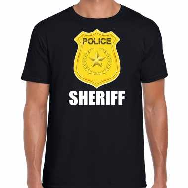 Politie / police embleem sheriff t shirt zwart heren