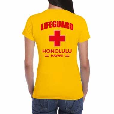 Reddingsbrigade / lifeguard honolulu hawaii t shirt geel / bedrukking dames