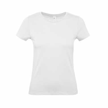 Set 2x stuks basic dames shirts ronde hals wit katoen, maat: 2xl (44)