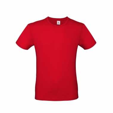 Set 2x stuks basic heren shirt ronde hals rood katoen, maat: s (48)