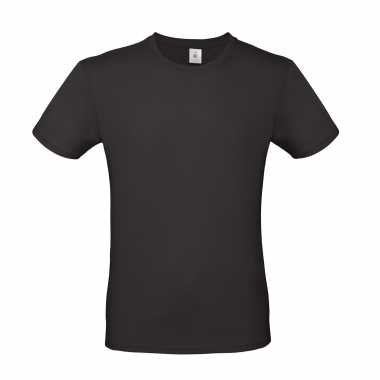 Set 2x stuks basic heren shirt ronde hals zwart katoen, maat: 2xl (56)