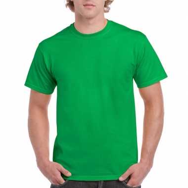 Set 2x stuks voordelig fel groene t shirts heren, maat: l (40/52)