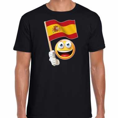 Spanje fan shirt smiley spaans zwaaivlaggetje zwart heren