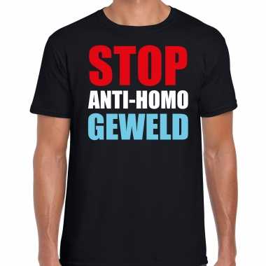 Stop anti homo geweld protest / betoging shirt zwart heren