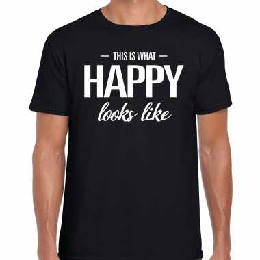 This is what happy looks like zwart tekst shirt gelukkige heren