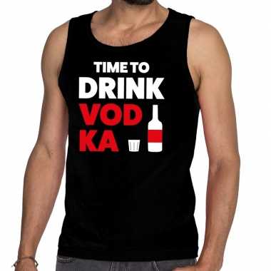 Time to drink vodka fun tanktop / mouwloos shirt zwart heren